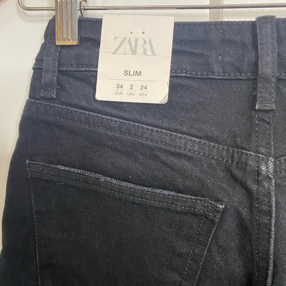 Zara | Black Denim Jeans - Hig Rise Slim - US2 W 26inches - NWTs - Picture 3 of 4
